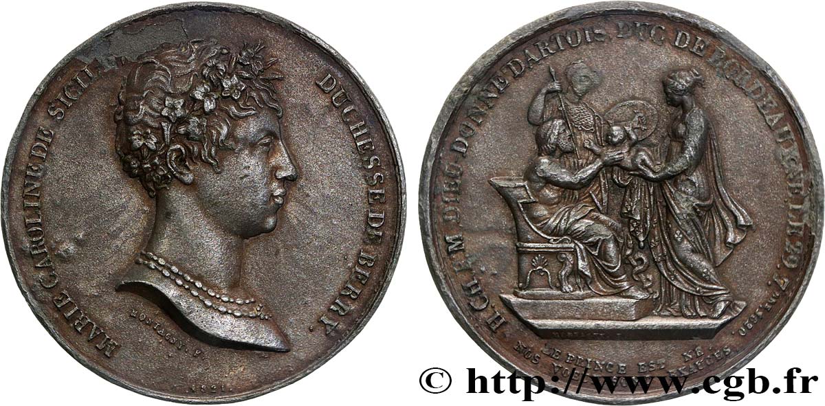 LUDWIG XVIII Médaille, Naissance de Henri, duc de Bordeaux, Comte de Chambord fSS