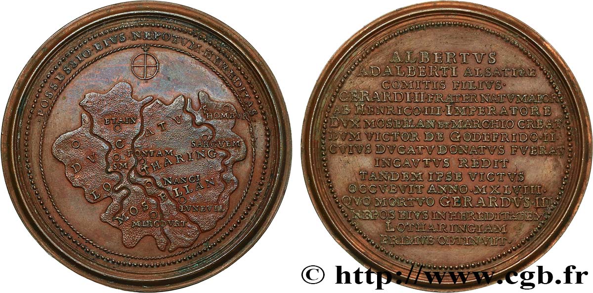 LORRAINE Médaille, Adalbert d’Alsace par Ferdinand de Saint Urbain MBC+