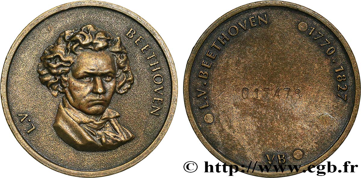 ARTISTES : MUSICIENS, PEINTRES, SCULPTEURS Médaille, Ludwig van Beethoven BB