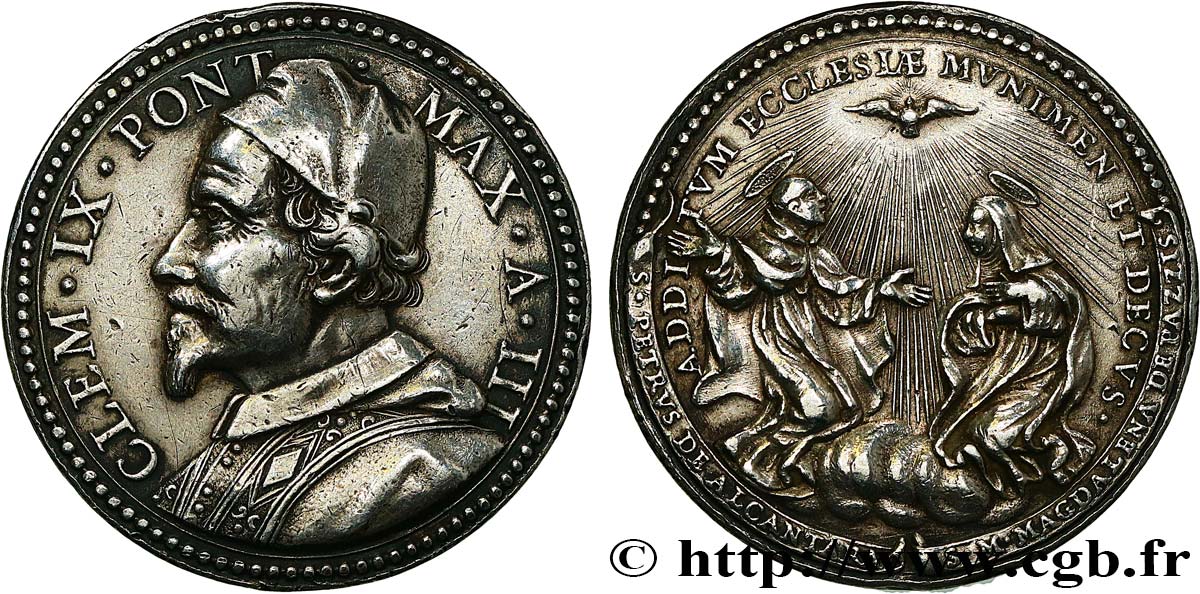 ITALIA - STATO PONTIFICIO - CLEMENTE IX (Giulio Rospigliosi) Médaille, Canonisation de Saint Pierre d Alcántara et Sainte Marie Madeleine de Pazzis BB