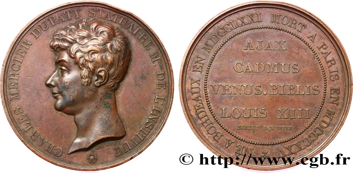 LOUIS XVIII Médaille, Charles Mercier Dupaty, Statue équestre de la Place des Vosges TTB