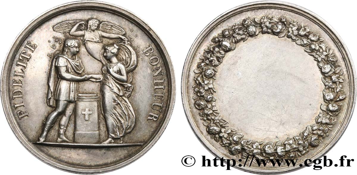 AMOUR ET MARIAGE Médaille de mariage, Fidélité et Bonheur TTB