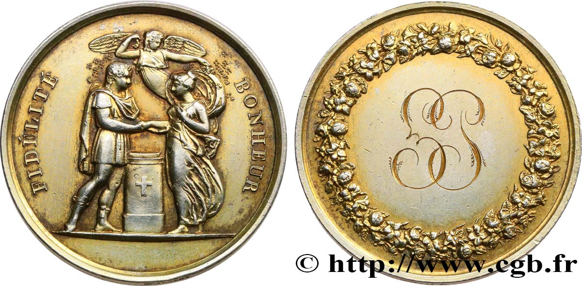 AMOUR ET MARIAGE Médaille de mariage, Fidélité et Bonheur XF