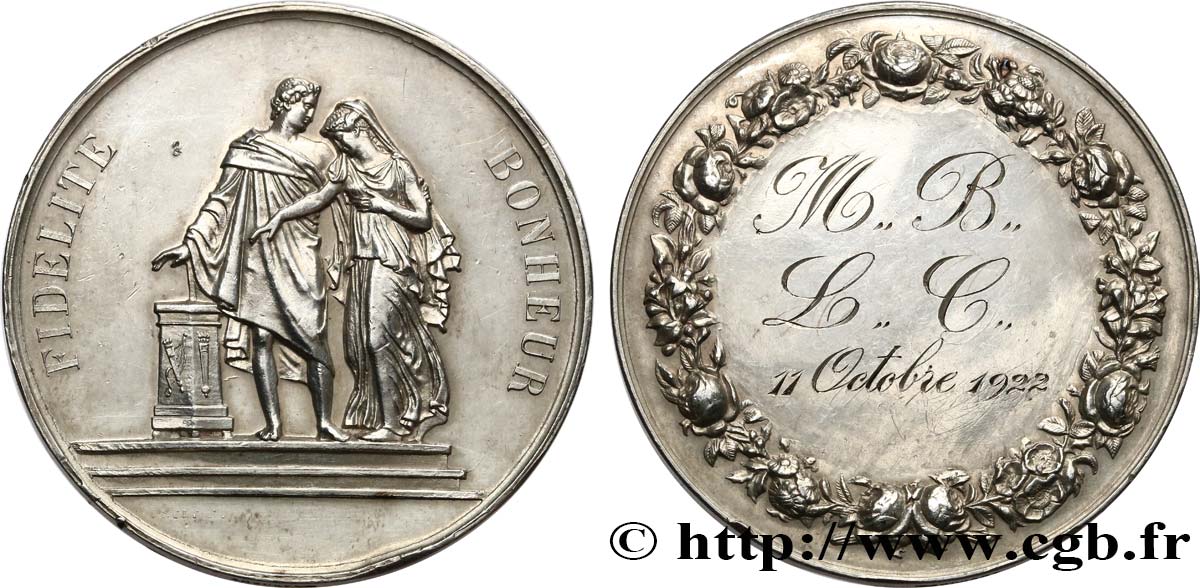 AMOUR ET MARIAGE Médaille de mariage, Fidélité et Bonheur XF