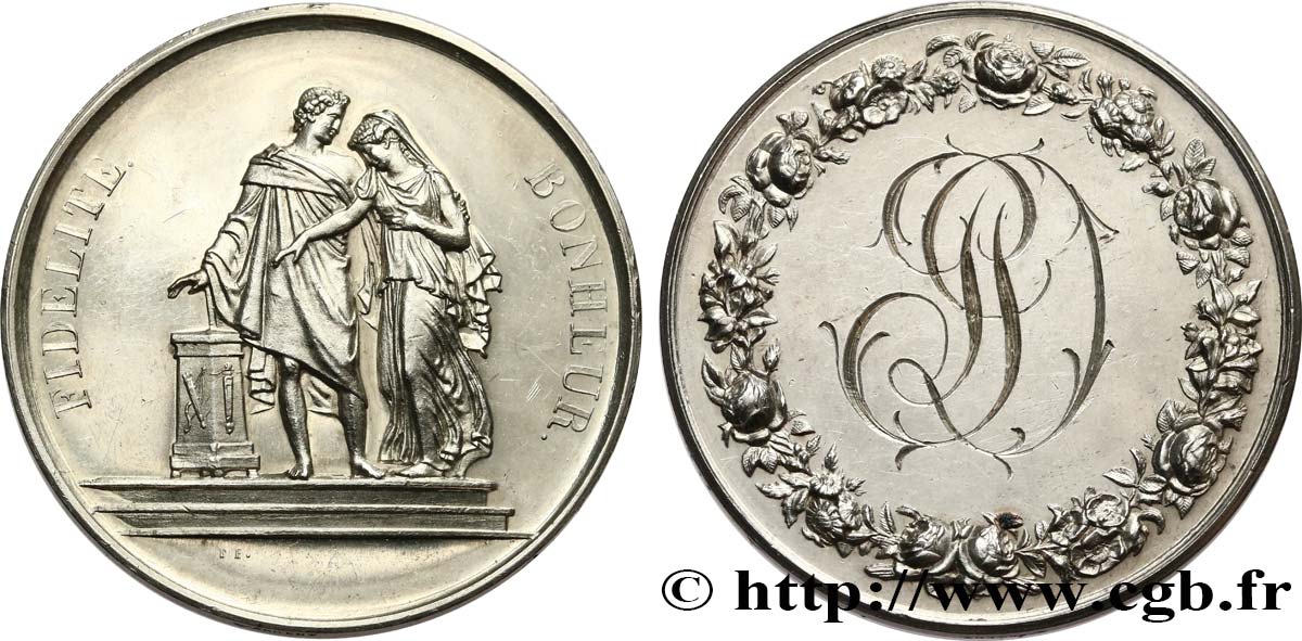 AMOUR ET MARIAGE Médaille de mariage, Fidélité et Bonheur SS