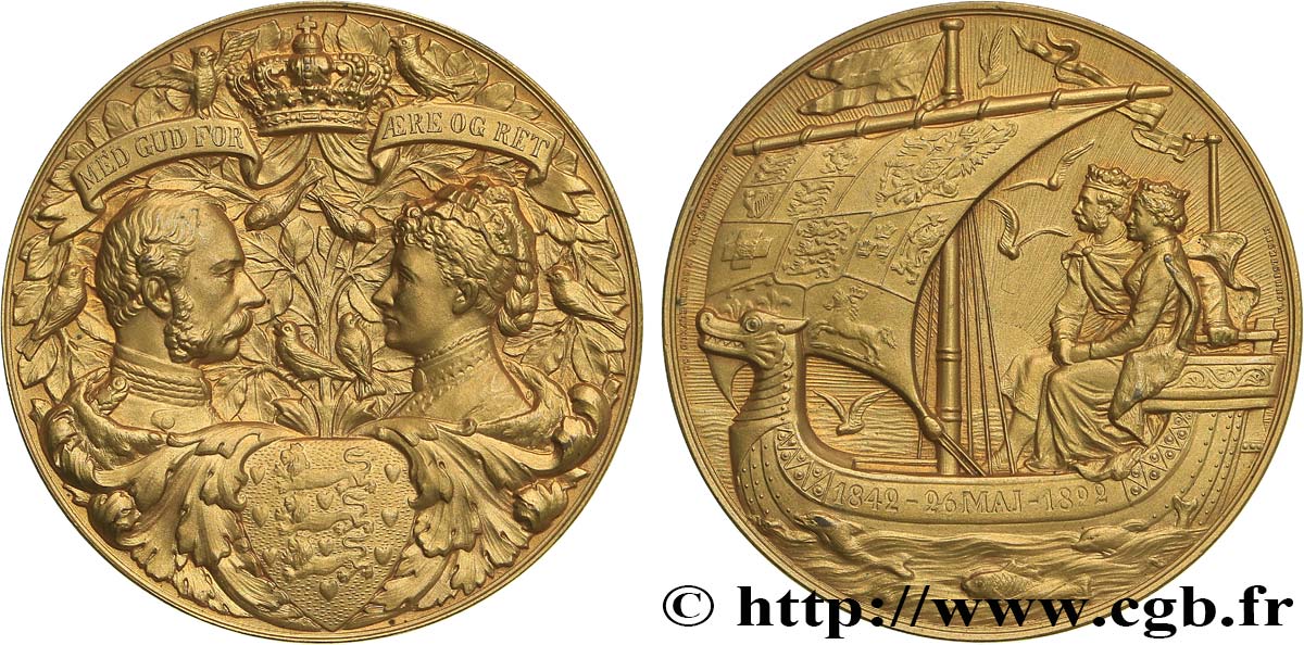 DANEMARK - ROYAUME DU DANEMARK - CHRISTIAN IX Médaille, Noces d’or de Christian IX de Danemark et de Louise SUP