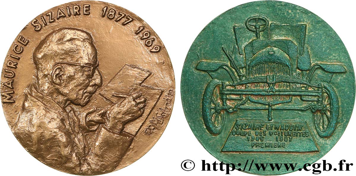 SCIENCES & SCIENTIFIQUES Médaille, Maurice Sizaire, Coupe des voiturettes VZ/SS