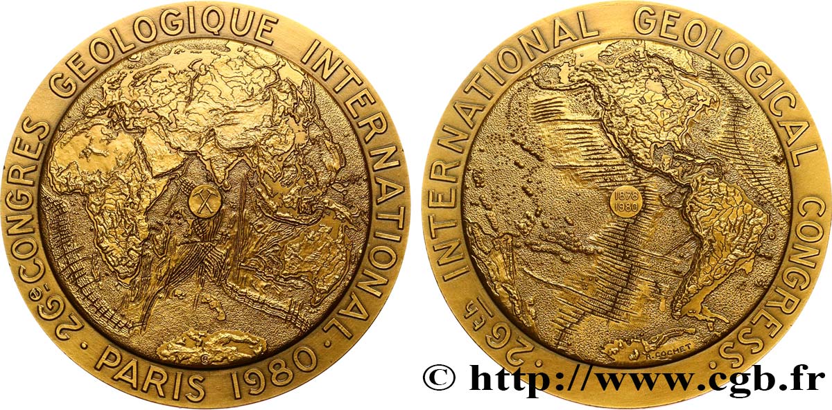QUINTA REPUBLICA FRANCESA Médaille, 26e congrès géologique international EBC
