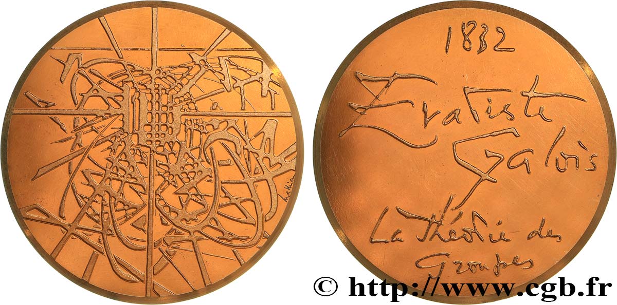 SCIENCES & SCIENTIFIQUES Médaille, Evariste Galois, la Théorie des Groupes TTB+