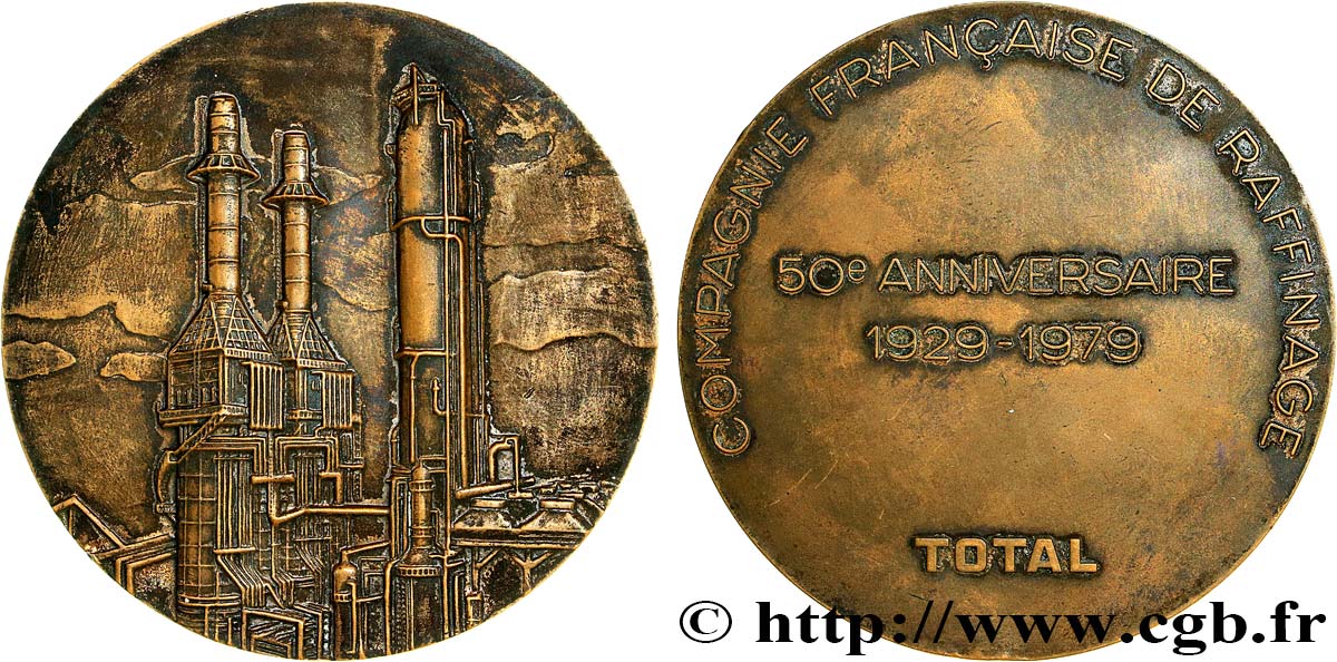 CINQUIÈME RÉPUBLIQUE Médaille, 50e anniversaire de TOTAL TTB