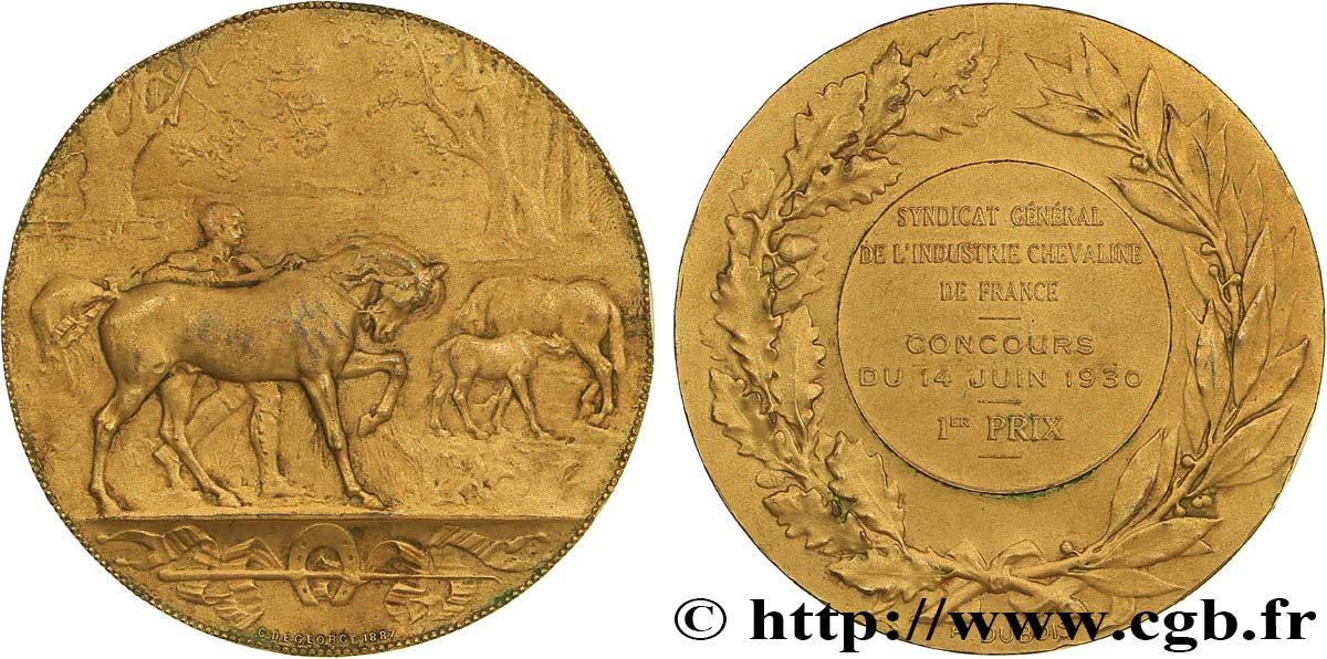 III REPUBLIC Médaille, Concours, Syndicat général de l’industrie chevaline XF