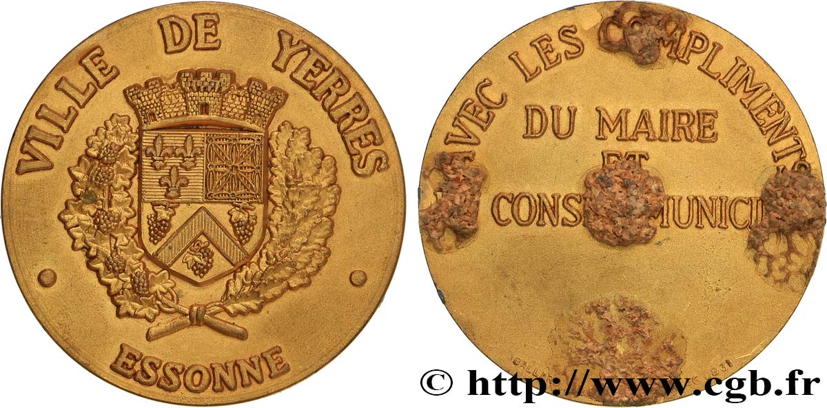 FUNFTE FRANZOSISCHE REPUBLIK Médaille, Compliments du maire et du conseil municipal SS