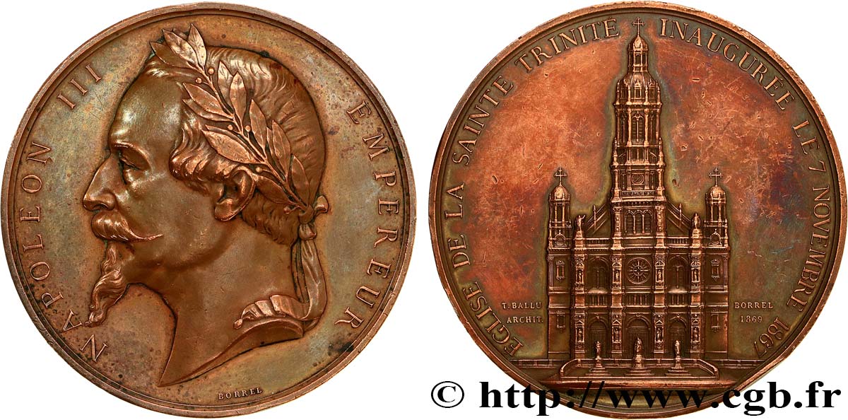 ZWEITES KAISERREICH Médaille, Inauguration de l’église de la Sainte-Trinité SS