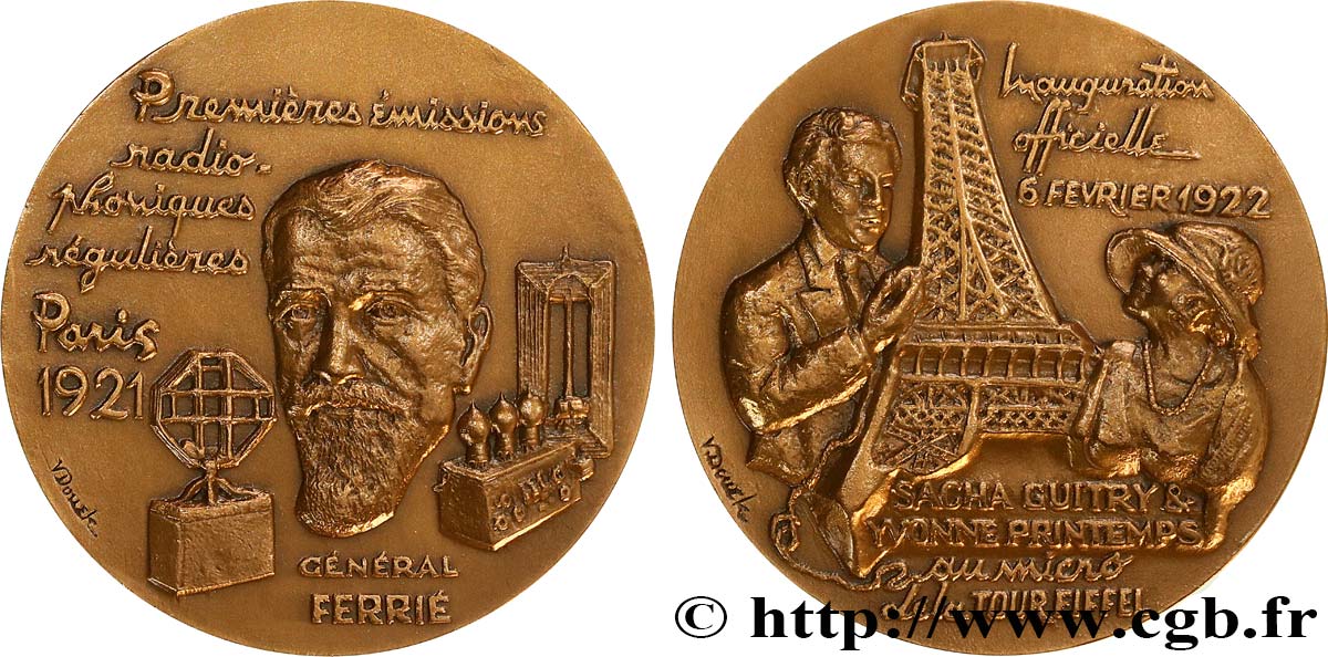 SCIENCES & SCIENTIFIQUES Médaille, Gustave Ferrié et l’inauguration officielle de la Radio depuis la Tour Eiffel SUP