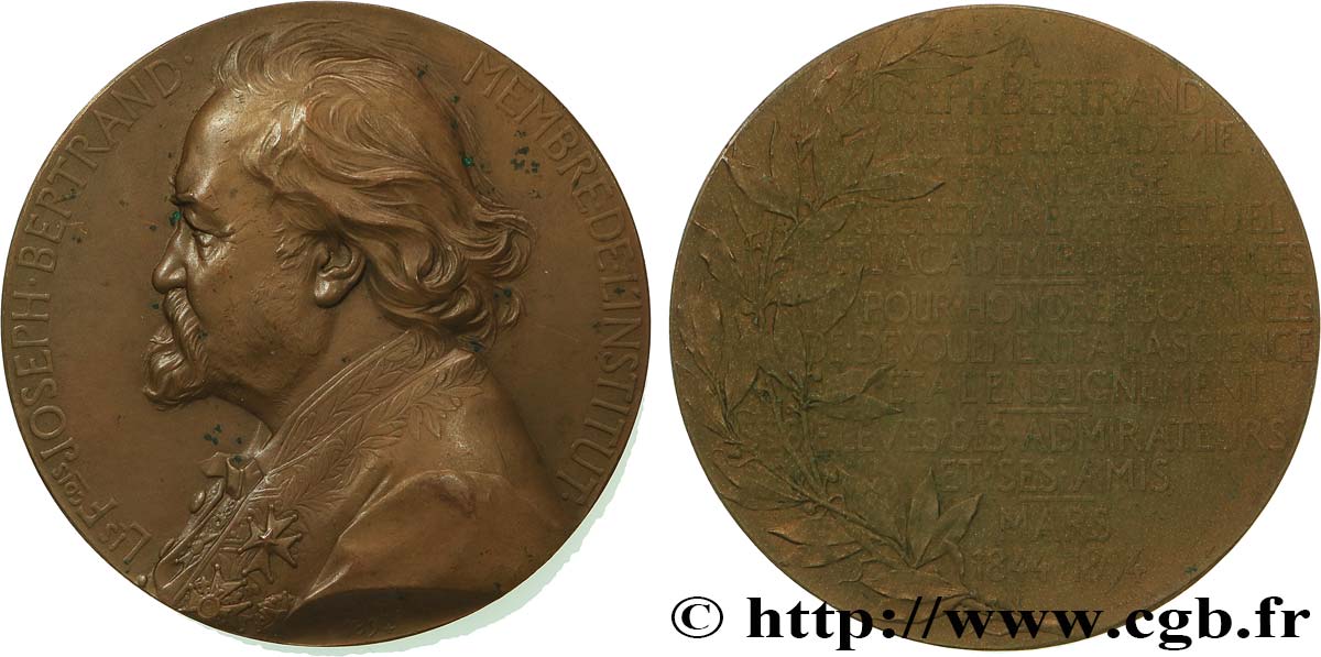 SCIENCES & SCIENTIFIQUES Médaille, Joseph Louis François Bertrand AU/XF