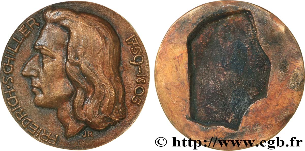 LITTÉRATURE : ÉCRIVAINS/ÉCRIVAINES - POÈTES Médaille, Friedrich von Schiller, tirage uniface TTB+