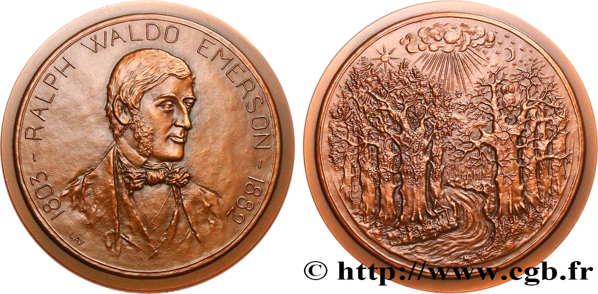 LITTÉRATURE : ÉCRIVAINS/ÉCRIVAINES - POÈTES Médaille, Ralph Waldo Emerson, n°1 SUP