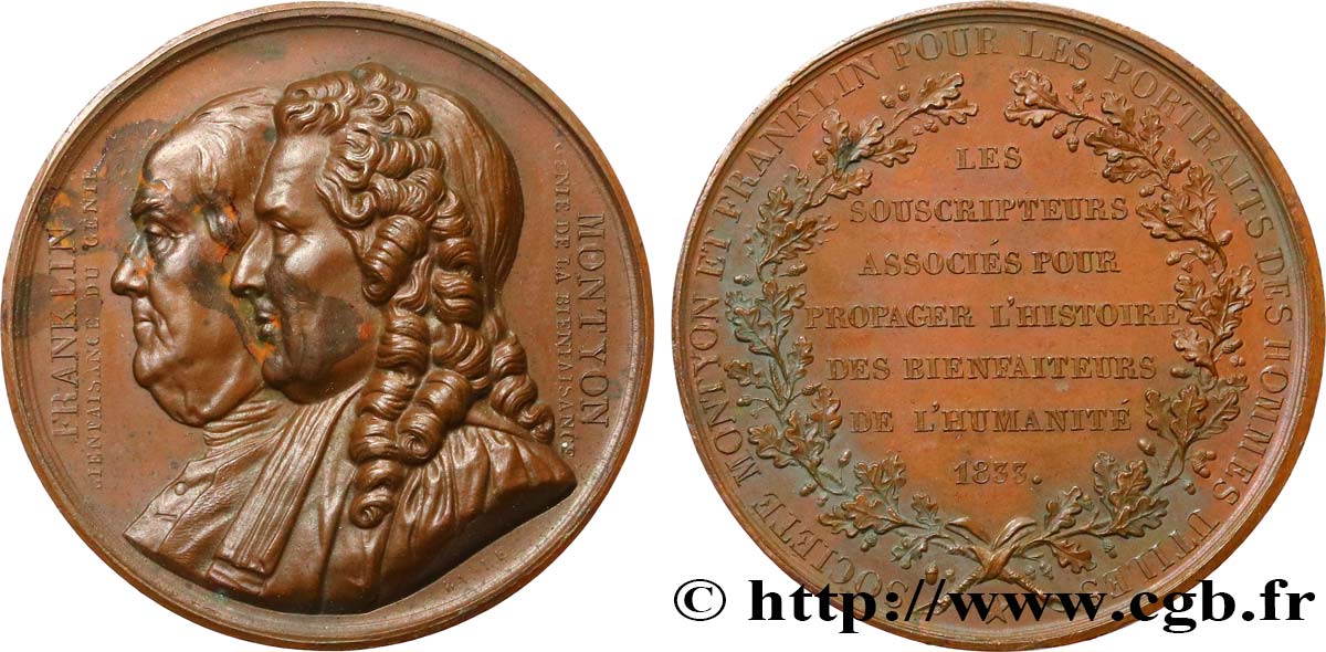 LOUIS-PHILIPPE Ier Médaille de la société Franklin et Montyon TTB