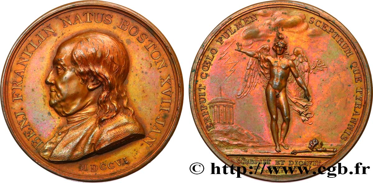 LOUIS XVI Médaille, Benjamin Franklin q.SPL