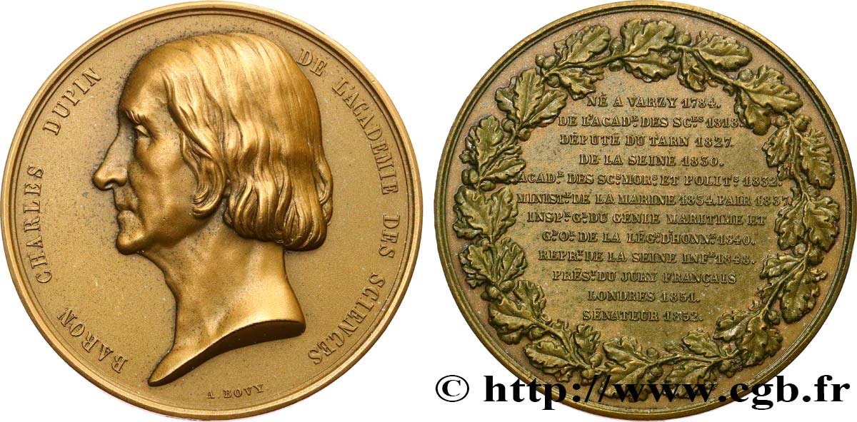 SCIENCE & SCIENTIFIC Médaille, Charles Dupin, refrappe AU/AU