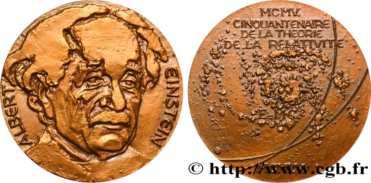 SCIENCES & SCIENTIFIQUES Médaille, Albert Einstein, Cinquantenaire de la théorie de la relativité VZ