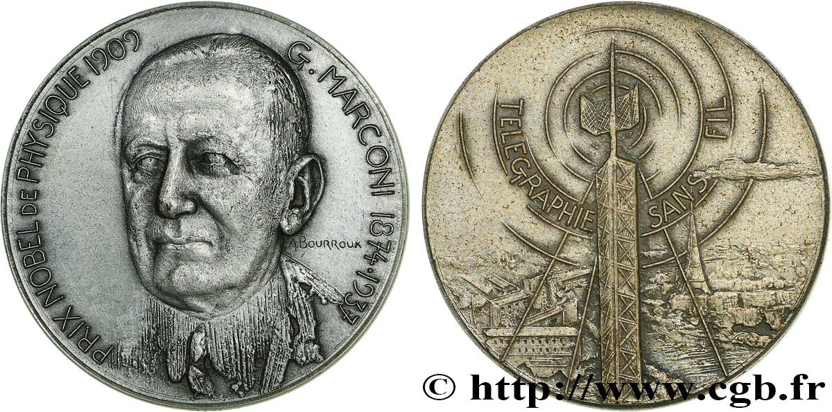 SCIENCES & SCIENTIFIQUES Médaille, Guglielmo Marconi SUP/TTB+