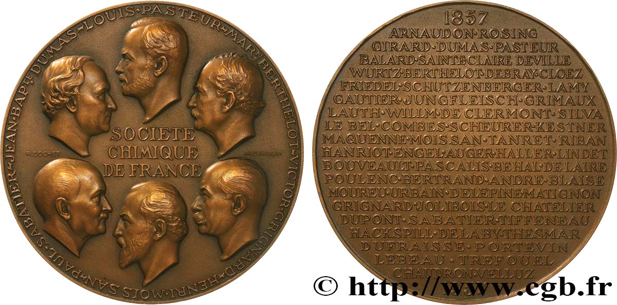 CUARTA REPUBLICA FRANCESA Médaille, Centenaire de la Société chimique de France EBC