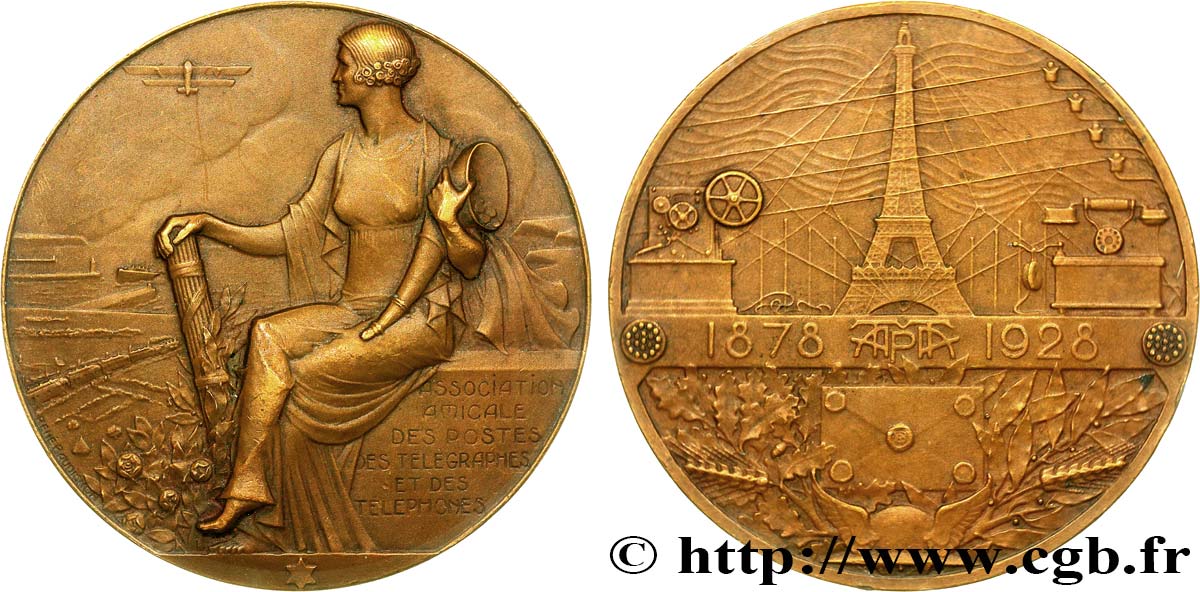 DRITTE FRANZOSISCHE REPUBLIK Médaille, Association Amicale des Postes des Télégraphes et des Téléphones fVZ