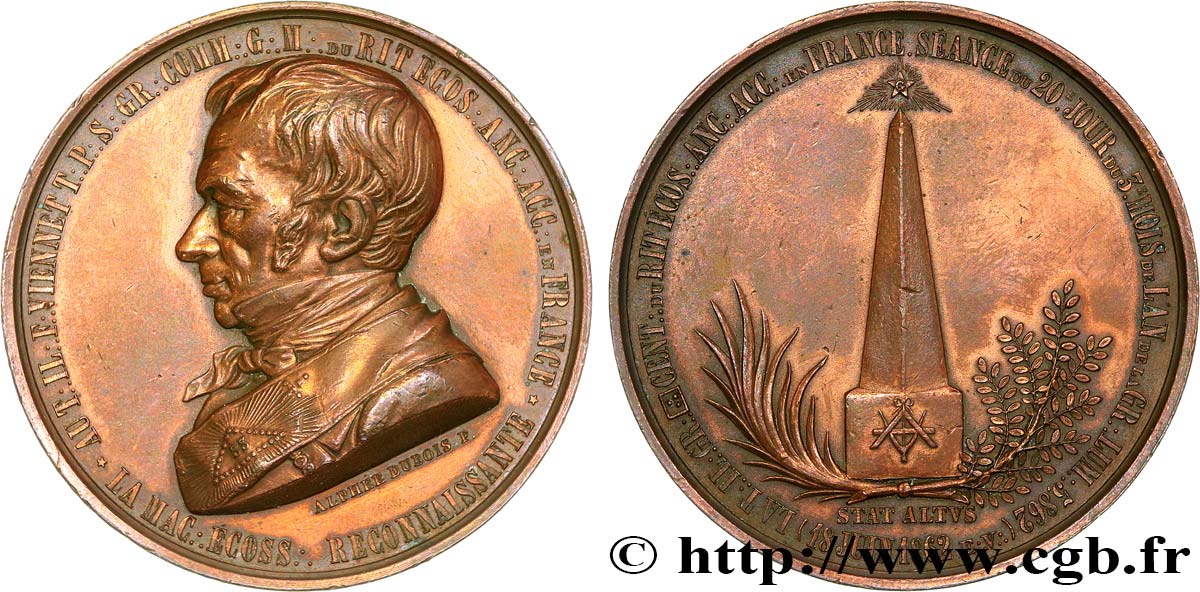 SECOND EMPIRE Médaille maçonnique - Orient de Paris, Rite écossais TTB