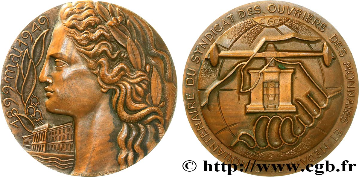 MONNAIE DE PARIS Médaille, Cinquantenaire du syndicat des ouvriers des monnaies et médailles fVZ