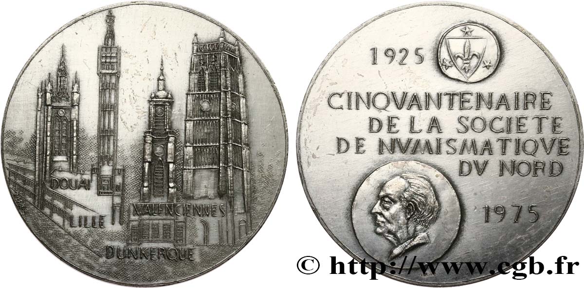 QUINTA REPUBBLICA FRANCESE Médaille, Cinquantenaire de la Société numismatique du Nord q.SPL