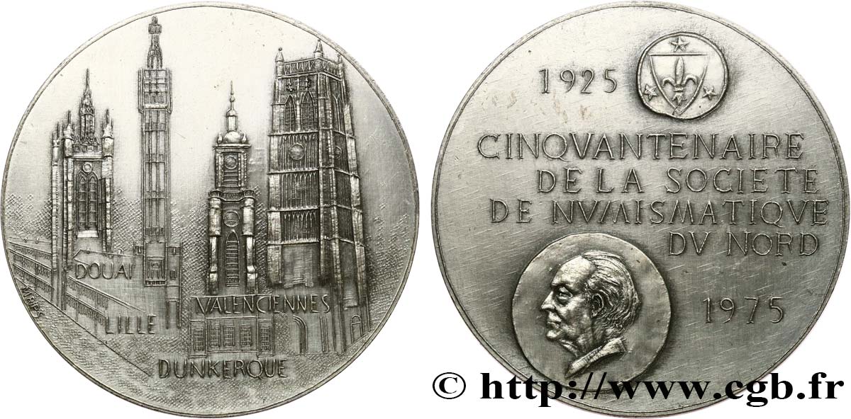 QUINTA REPUBBLICA FRANCESE Médaille, Cinquantenaire de la Société numismatique du Nord q.SPL