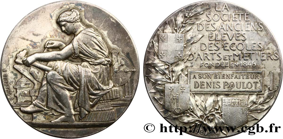 TROISIÈME RÉPUBLIQUE Médaille, Société des anciens élèves des écoles d’Arts et métiers, A son bienfaiteur TTB