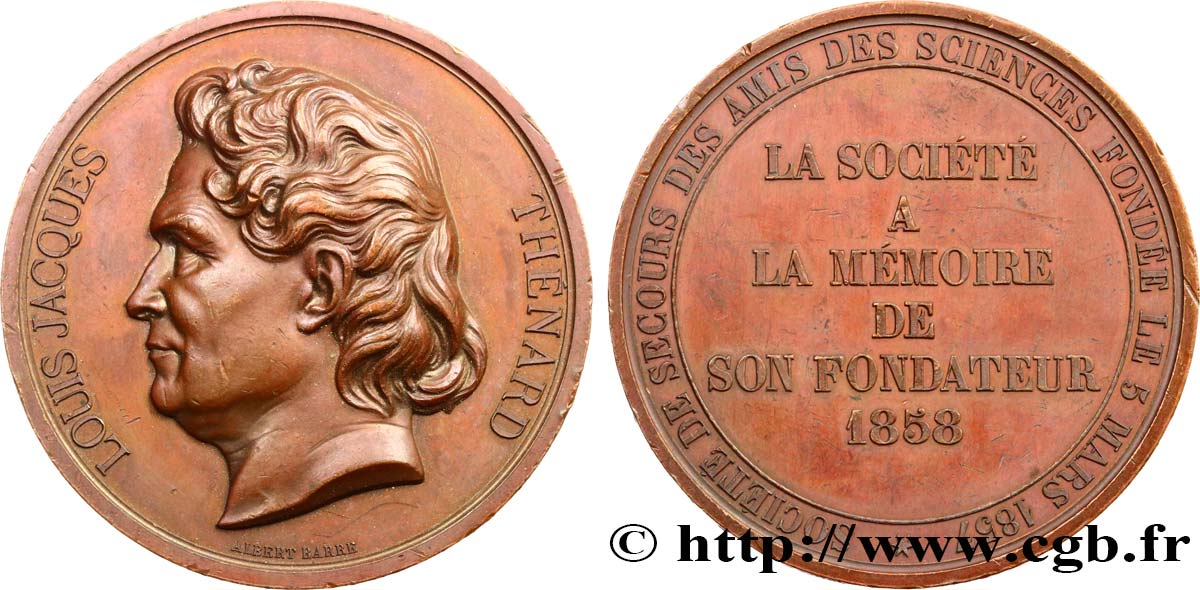 SCIENCES & SCIENTIFIQUES Médaille, Louis Jacques Thénard, Éleuthère Mascart, à la mémoire du fondateur TTB+