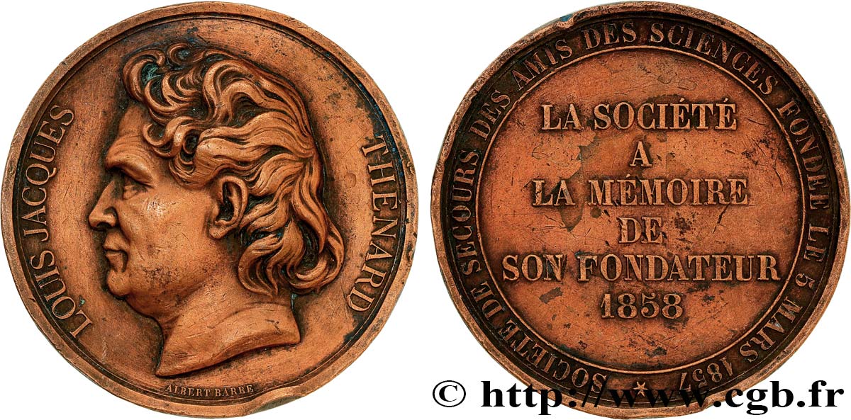 SCIENCES & SCIENTIFIQUES Médaille, Louis Jacques Thénard, Éleuthère Mascart, à la mémoire du fondateur BC+