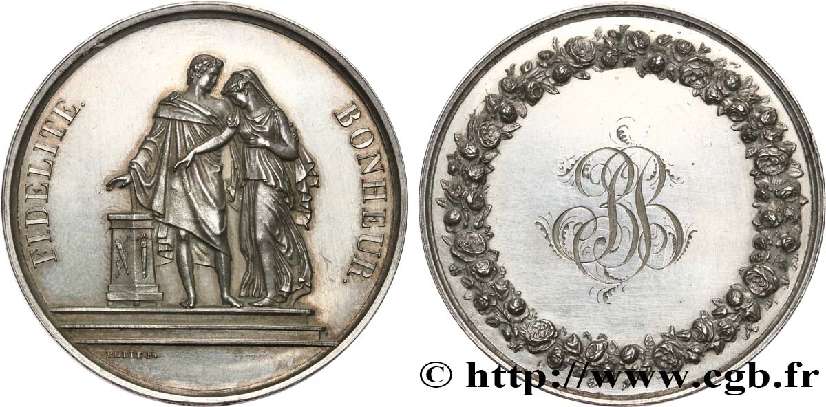 AMOUR ET MARIAGE Médaille de mariage, Fidélité et Bonheur TTB