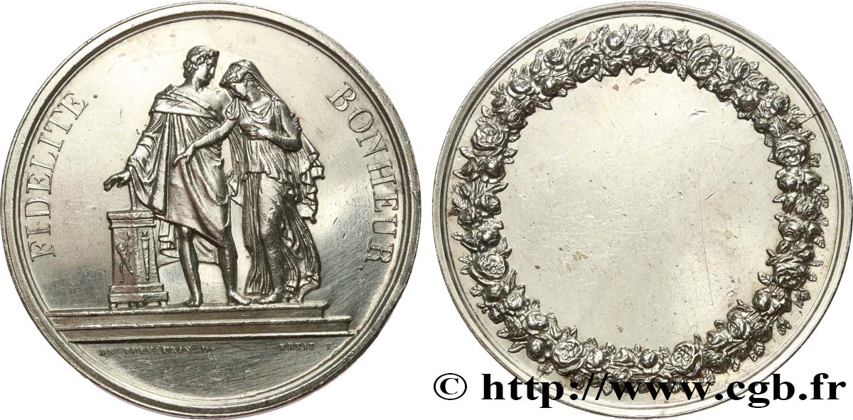 AMOUR ET MARIAGE Médaille de mariage, Fidélité et Bonheur SS