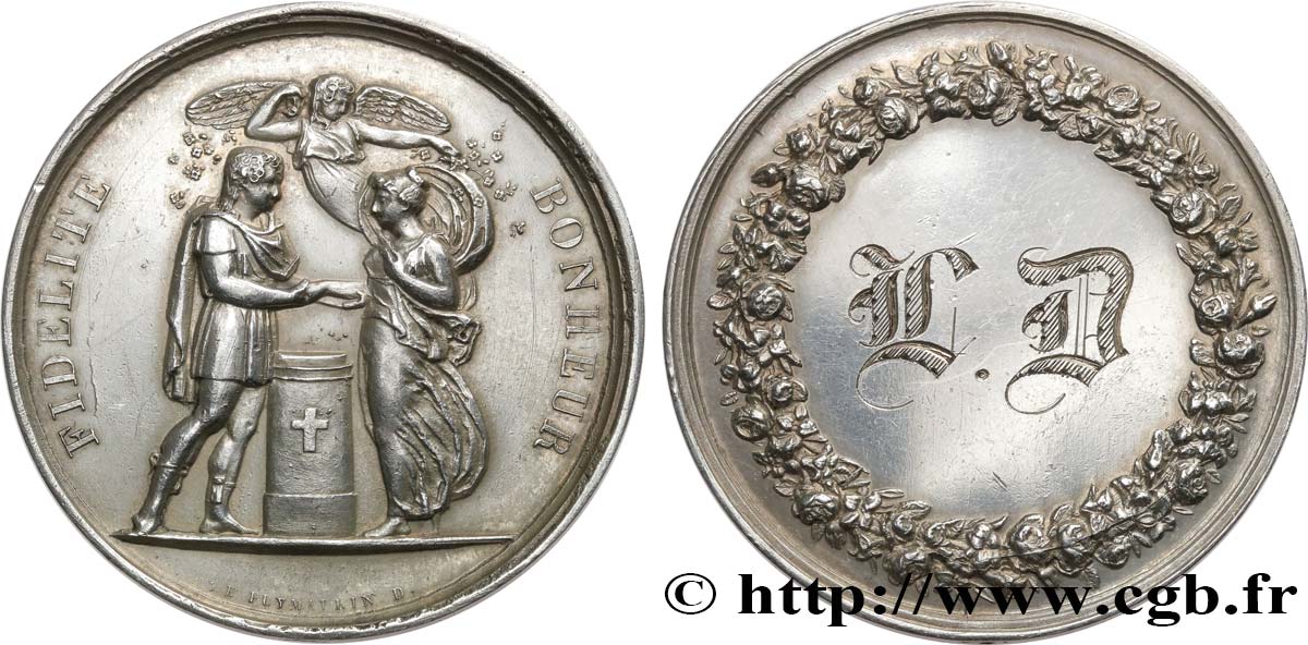 AMOUR ET MARIAGE Médaille de mariage, Fidélité et Bonheur SS