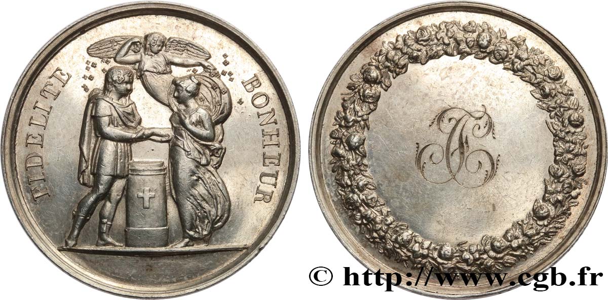 AMOUR ET MARIAGE Médaille de mariage, Fidélité et Bonheur SS