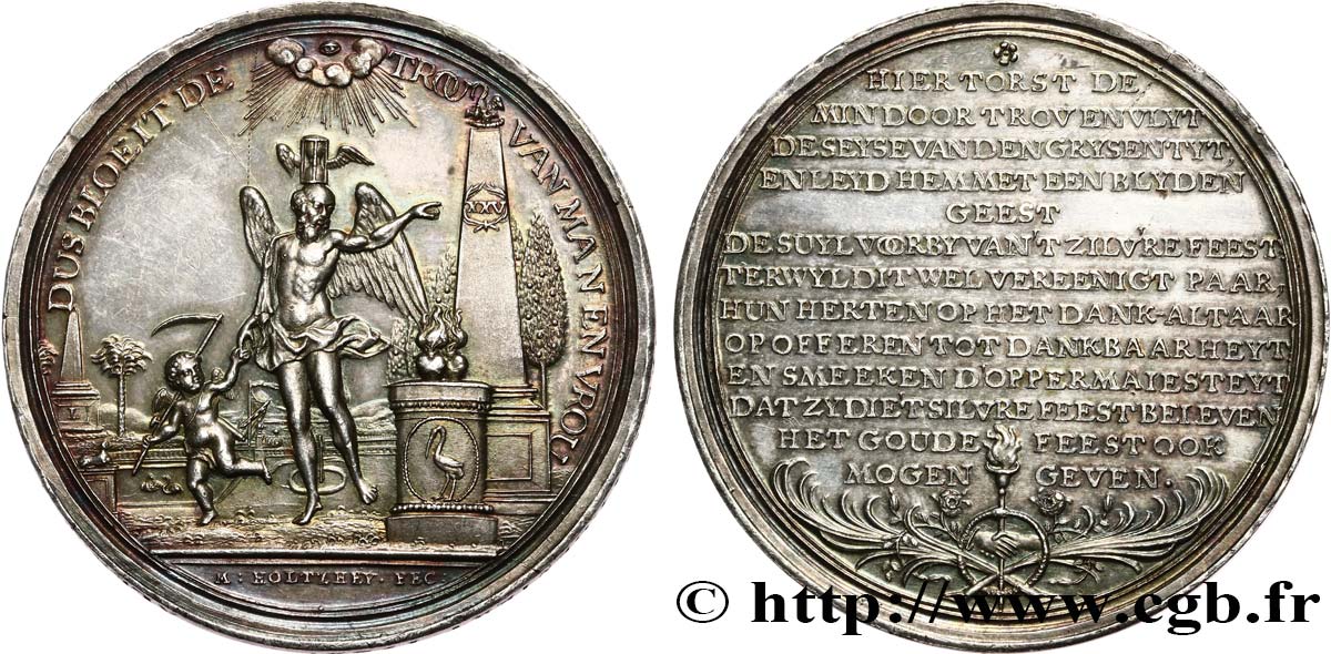 NETHERLANDS - KINGDOM OF HOLLAND Médaille, Noces d’argent d’Alexandre Hobroek et Anna Nieuwenhoven AU