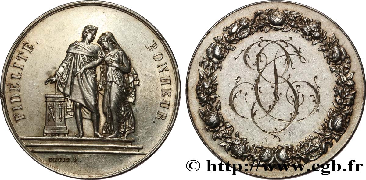 AMOUR ET MARIAGE Médaille de mariage, Fidélité et Bonheur XF