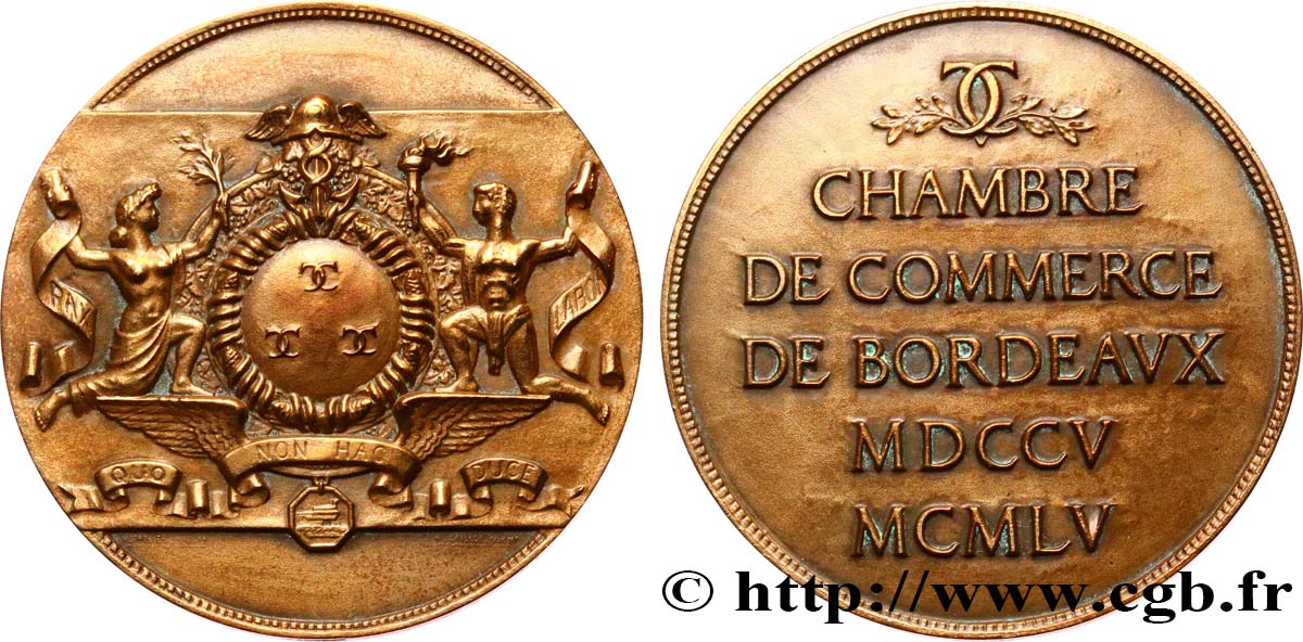 CHAMBRES DE COMMERCE Médaille, 250e anniversaire de la Chambre de commerce de Bordeaux MBC+