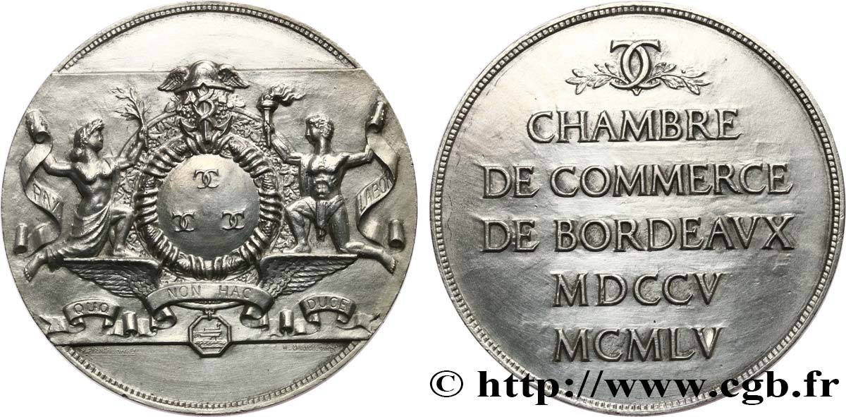 CHAMBRES DE COMMERCE Médaille, 250e anniversaire de la Chambre de commerce de Bordeaux SUP