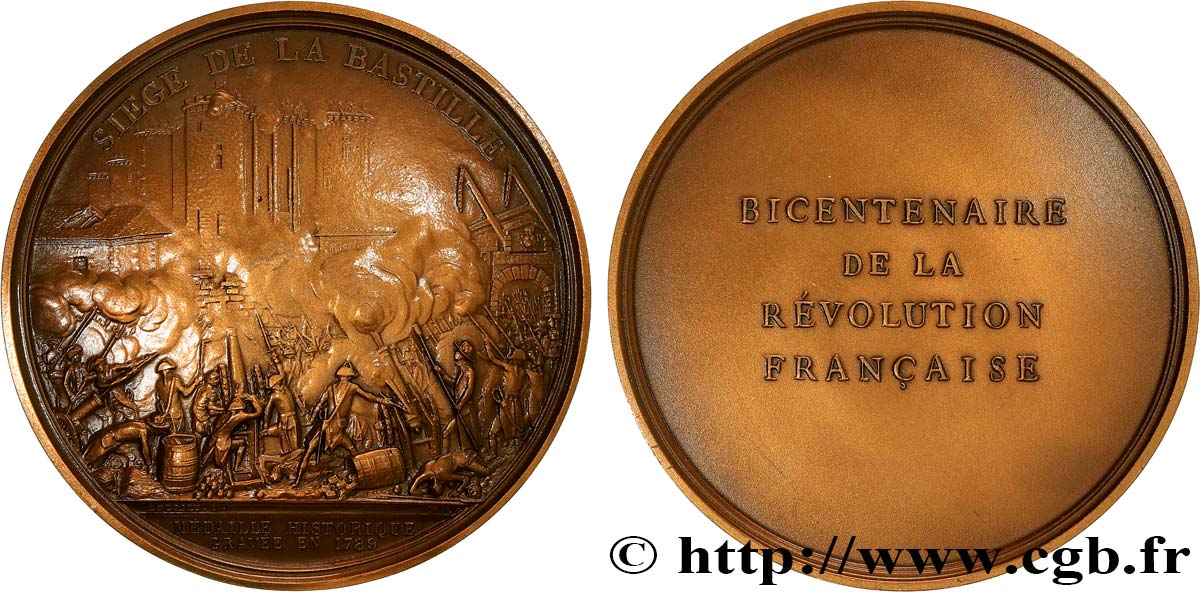 QUINTA REPUBLICA FRANCESA Médaille, Bicentenaire de la Révolution, Siège de la Bastille EBC