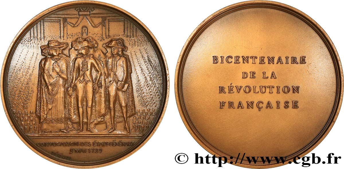QUINTA REPUBLICA FRANCESA Médaille, Bicentenaire de la Révolution, Convocation des États généraux EBC