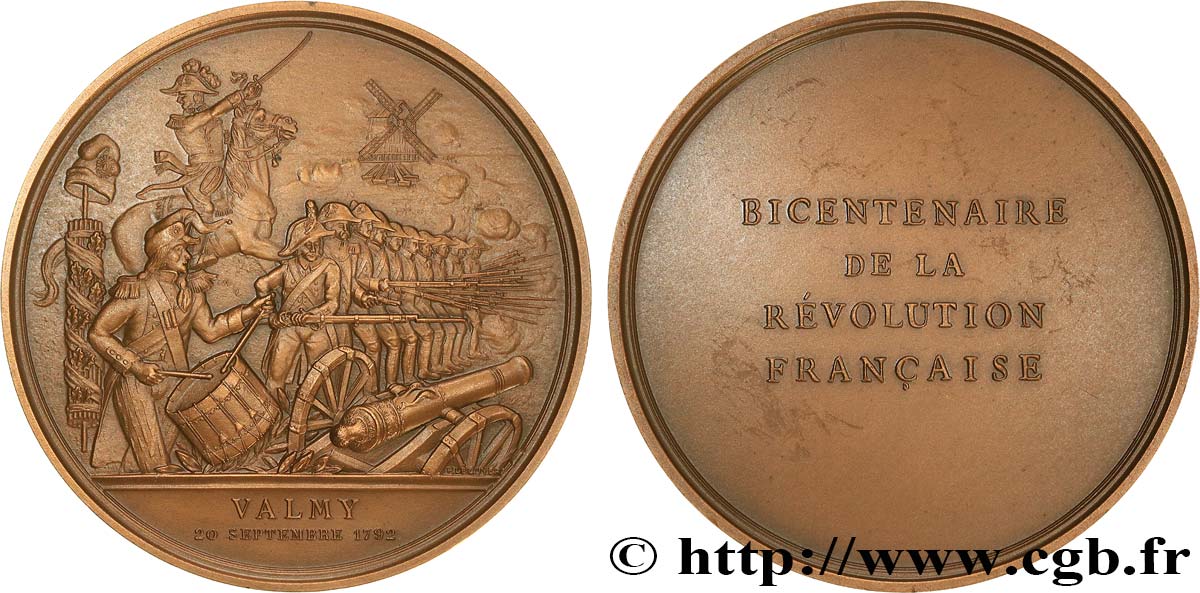 QUINTA REPUBLICA FRANCESA Médaille, Bicentenaire de la Révolution, Bataille de Valmy EBC