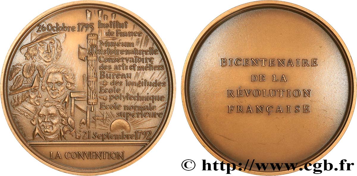 FUNFTE FRANZOSISCHE REPUBLIK Médaille, Bicentenaire de la Révolution, La Convention VZ