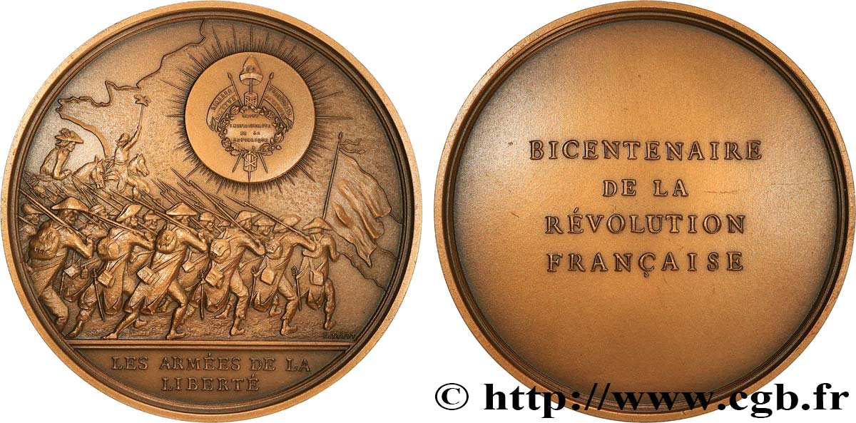 FUNFTE FRANZOSISCHE REPUBLIK Médaille, Bicentenaire de la Révolution, Les armées de la liberté VZ