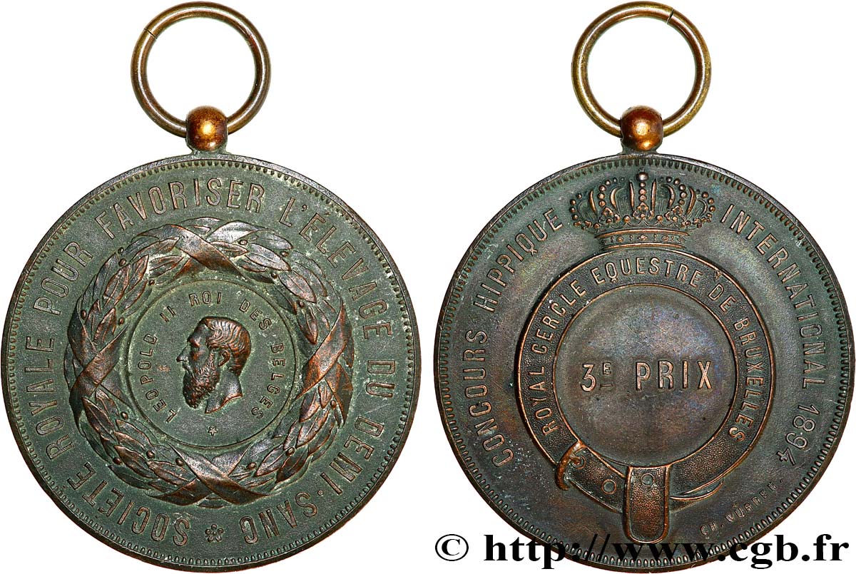 BELGIQUE - ROYAUME DE BELGIQUE - LÉOPOLD II Médaille, Concours hippique international TTB