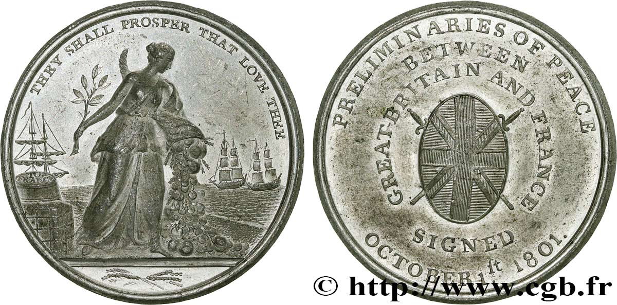 ALLEMAGNE - ROYAUME DE HANOVRE - GEORGES III D ANGLETERRE Médaille, Préliminaires de paix et commerce AU